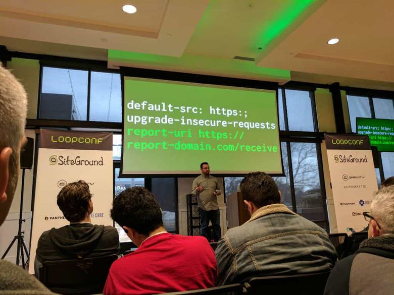 Zack Tollman presenting the HTTPS talk at LoopConf 2017