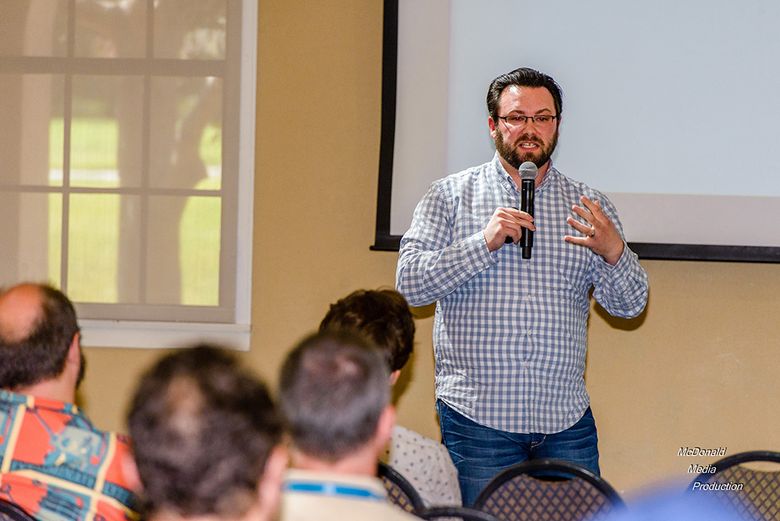 Zack Tollman speaking at WordCamp San Diego 2016